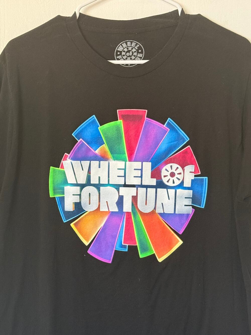 Vintage Vibe Wheel of Fortune Logo Burst Black T-Shirt Large